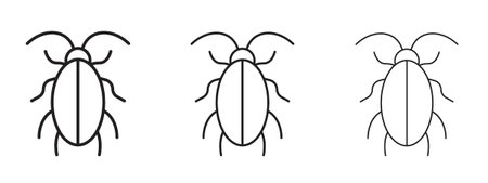 Cockroach icon. black strokes lines vector pack for graphic workのイラスト素材