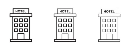 hotel icon. black strokes lines vector pack for graphic workのイラスト素材
