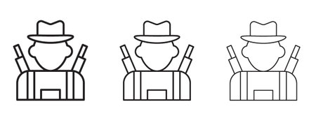 Hunter icon. black strokes lines vector pack for graphic workのイラスト素材