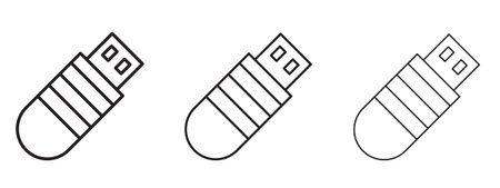 Pendrive icon. black strokes lines vector pack for graphic work