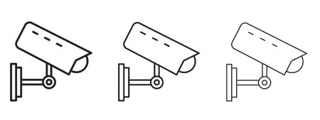 Security camera icon. black strokes lines vector pack for graphic work