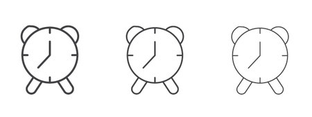 Alarm clock icon in linear, outline icon isolated on white background