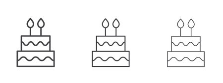 Cake icon in linear, outline icon isolated on white backgroundのイラスト素材