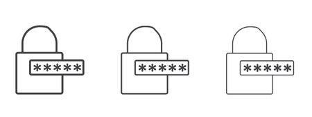Password icon in linear, outline icon isolated on white background