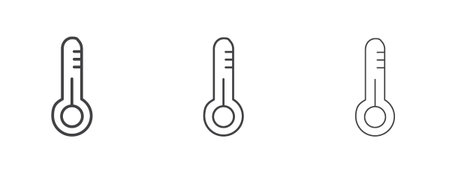 Thermometer icon in linear, outline icon isolated on white background