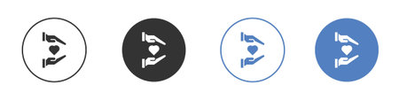 Hand holding heart icon symbol set concept.のイラスト素材