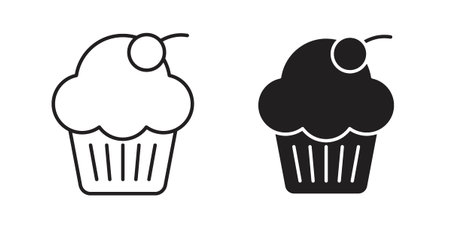Cupcake icon in line design. Editable stroke icon.