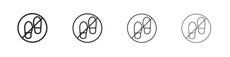 No foot print sign symbol. Modern, simple line stroke collection