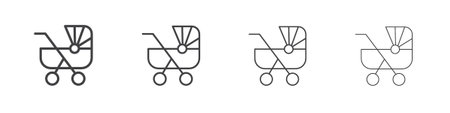 Baby carriage icon illustration symbol. thin line symbol on white background - editable stroke...