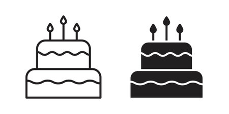 Cake icons. Vector graphic. Editable vector stroke. EPS 10.