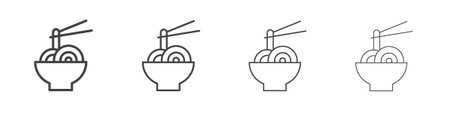 Noodles icon illustration symbol. thin line symbol on white background - editable stroke vector
