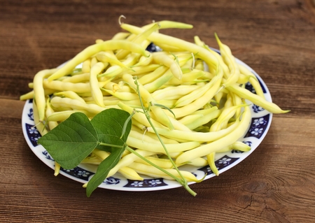 Fresh legumes and its stem on the plate
