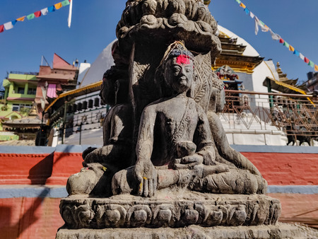 Statue of Buddha at Shree Gha in Kathmandu, Nepalの写真素材