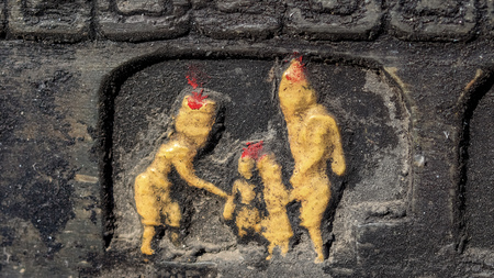 Life of Buddha depicted on a stone carvingsの写真素材
