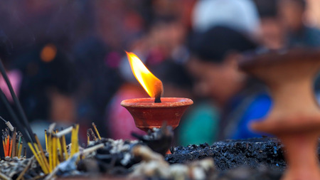 Butter Lamps in Kathmandu, Nepalの写真素材