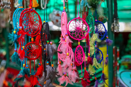 Dream catchers hanging by a threadの写真素材