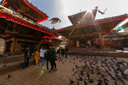 Kathmandu Nepal - September 12 2019: Ancient temples at Kathmandu Durbar Square in Nepal.のeditorial素材