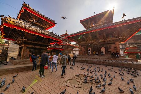 Kathmandu Nepal - September 12 2019: Ancient temples at Kathmandu Durbar Square in Nepal.のeditorial素材