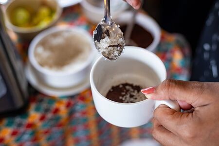 Making a cup of coffeeの写真素材