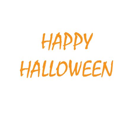 Happy Halloween in orange text isolated on a white background. Calligraphy vector illustrationのイラスト素材