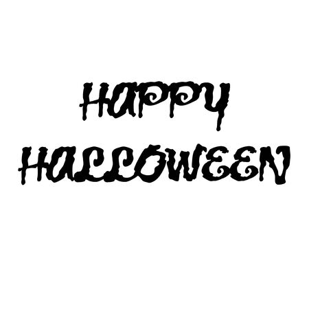 Happy Halloween text isolated on a white background. Calligraphy vector illustrationのイラスト素材