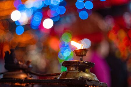 Diwali candle diya or butter lamps with bokeh