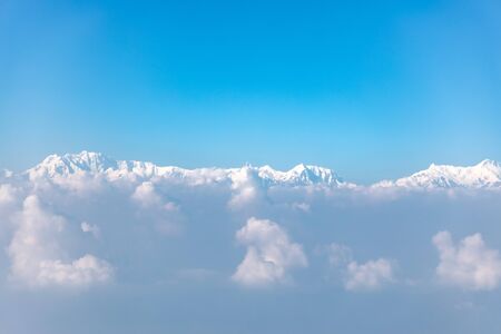 Himalaya range seen from the window seat of a planeの写真素材