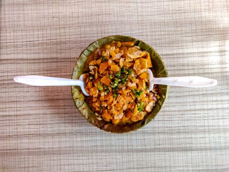 Top view of indian street food chaat