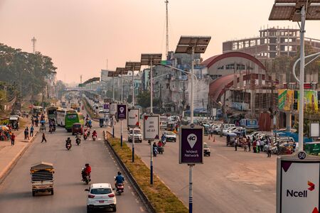 Butwal, Nepal - October 27 2019: Busy downtown street of Butwal city in Nepal.のeditorial素材