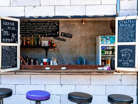 Krabi Town, Thailand - November 24 2019: A To Go Bar at the side of the walkway operated by a local in Krabi Town.のeditorial素材