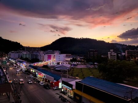 Phuket, Thailand - November 26 2019: Sunset and twilight colors at Phuket.のeditorial素材
