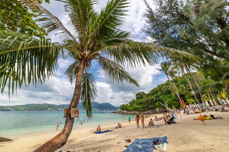 Phuket, Thailand - November 27 2019: Paradise Beach in Phuket, Thailand. Famous tourist attraction. Tropical Beach. Perfect summer getaway.のeditorial素材