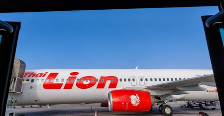 Bangkok, Thailand - November 30 2019: Thai Lion Airway preparing for take offのeditorial素材