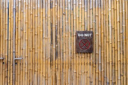 Bamboo background pattern. Do Not enter written on a wooden board.の写真素材