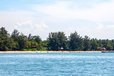 Railay beach and cliff shaped mountains in Krabi Town, Thailand.の写真素材