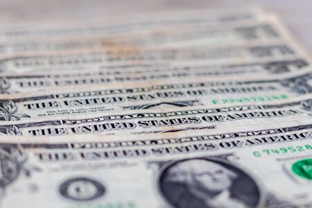 US 1 Dollar Currency Bank Notes. selective focus