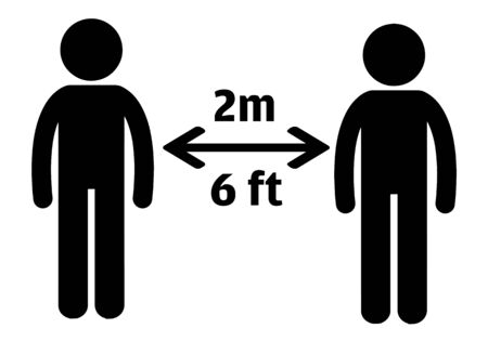 Social Distancing. Safe Distance of 2 meter of 6 feet Icon Vector Illustrationのイラスト素材