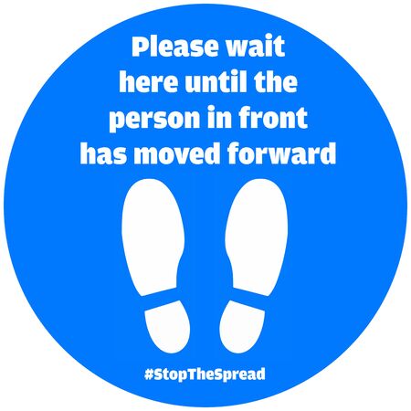 Social distancing notice isolated on blue background vector illustrationのイラスト素材