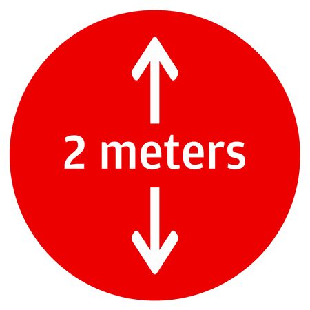 Social Distancing Message sticker for supermarkets, stores, shopping mall and public places. Keep 2 meters distance in all direction vector illustrationのイラスト素材