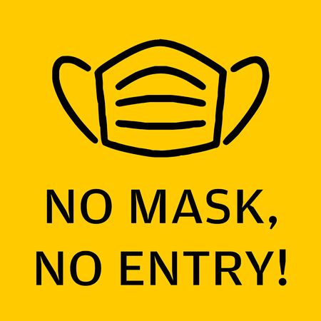 No Entry without Face Mask pictogram vector illustration to protect from COVID-19 Coronavirus Pandemic.のイラスト素材