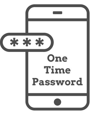 Mockup phone with encrypted password authentication. Two Factor Authentication or Multifactor Authentication or One Time Password OTP icon.のイラスト素材
