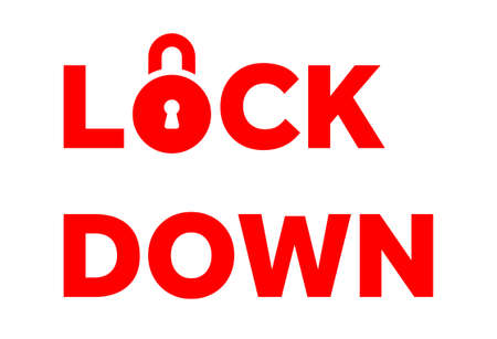 Lockdown text with padlock icon vector illustrationのイラスト素材