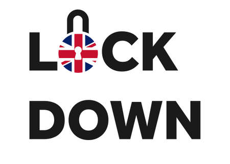 Lockdown text with padlock icon vector illustrationのイラスト素材