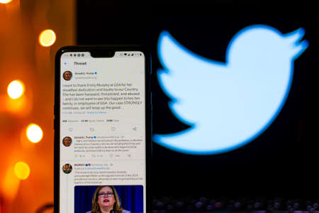 Kathmandu, Nepal - November 24 2020: Tweet from Donald Trump indicate formal transition of power to the next presidentのeditorial素材