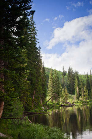 A shot of  Silver Lake with a blue cloudy sky 