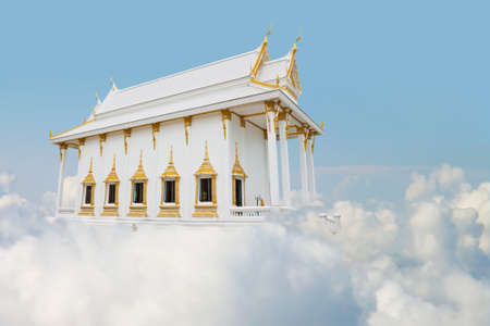 Abstract white temple on the clouds の写真素材