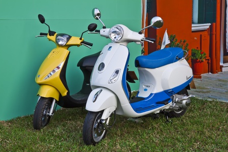 BANGKOK ; MARCH 17 : Vintage Vespa Scooter on pisplay at The Royal Bangkok Sports Club, To Celebrate Vespa 65th Anniversary Party on MAR. 17,2012,Thailand.のeditorial素材