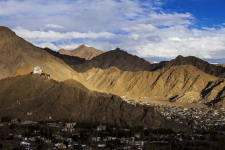 Aerial view of Leh Ladakh City, Indiaの写真素材