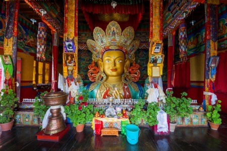 Buddha Maitreya in Thiksey Gompa, Leh Ladakh, Indiaのeditorial素材