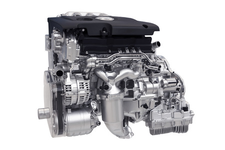 New car engine isolated on white background